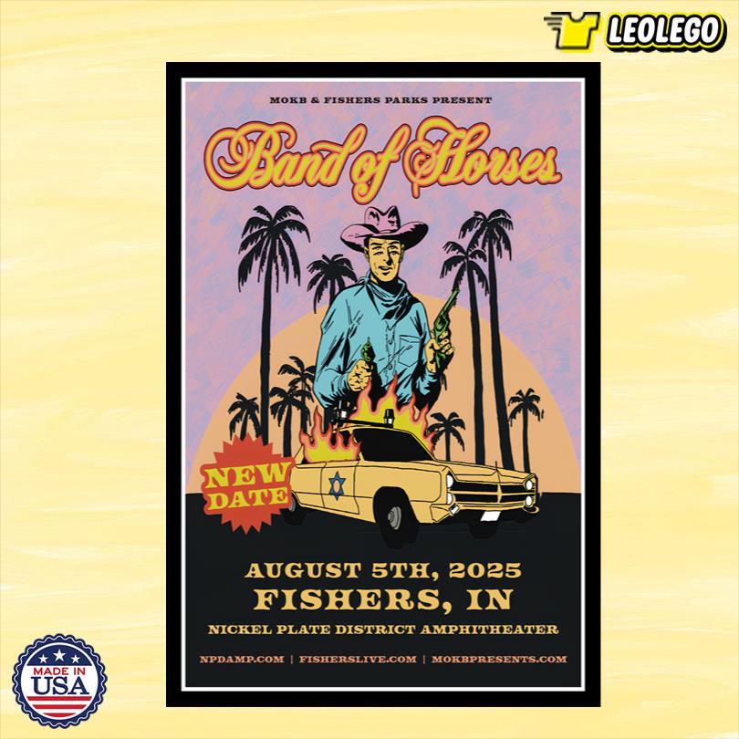 Band Of Horses Fishersn, IN Aug 5 2025 Concert Poster